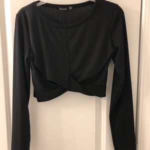 Black dressy crop top